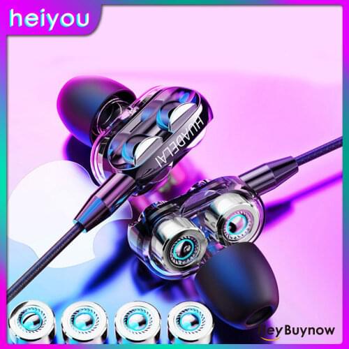 New 3.5mm Inear Earphones Dual Speakers Smart Phone Earphones Wire Controlled Mixer with Microphone for Computer IPhone Samsung