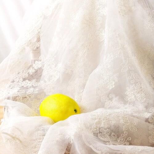 Organza Embroidery Fabric Embroidered Lace For Wedding Dress Curtain Tablecloth Handmade DIY