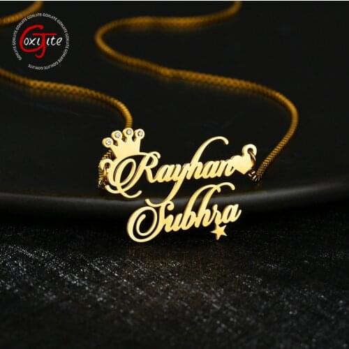 Goxijite Custom Name Necklace For Women Personalized Stainless Steel Box Chain White Stone Star Nameplate Gold Necklaces Gift