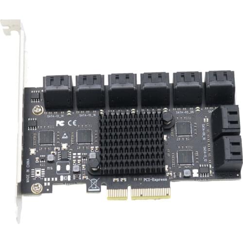 PCIE SATA Card 16 Ports 6Gb SATA 3.0 PCIe Card, PCIe To SATA Controller Expansion Card, X4 PCI Slots Support 16 SATA 3.0 Devices