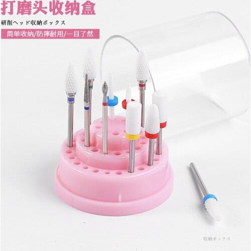 48 Holes Nail Art Drill Bits Empty Plastic Storage Box Holder Stand Display Container Manicure Accessories Acrylic Cover Tools