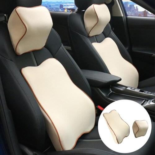 2Pcs/Set Pillow Lumbar Support Ergonomic Memory Cotton Seat Back Rest Cushion for Car