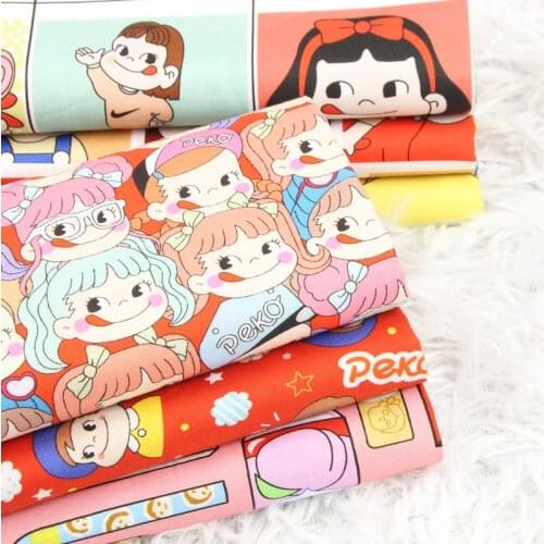 Half yards Plain Cotton Fabric Japanese Girl Printing Fabric Patchwork Cloth DIY Sewing Quilting Material For Baby Child Cloth