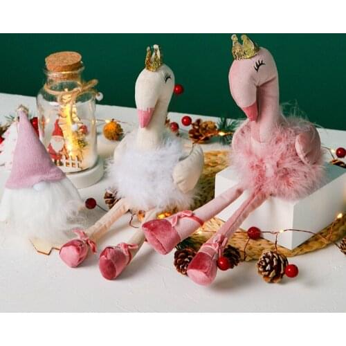 Pink Flamingo Christmas Decoration Desktop Small Decoration Gift Creative Set Christmas Small Ornaments Gift Hanging Feet