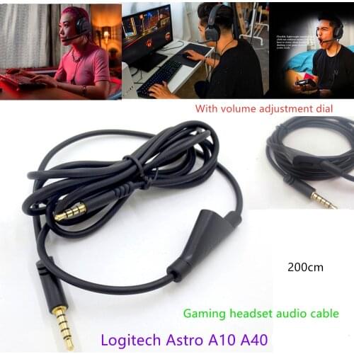 With Volume Adjustment Dial Suitable For Logitech Astro A10 A40 Gaming Headset Audio Cable Audio Line Wire 2 m