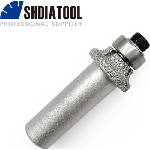 SHDIATOOL No. 5 Radius 3mm Vacuum Brazed Diamond Router Bits With 1/2" Shank For Granite Marble Router Cutter Stone Edge Profile
