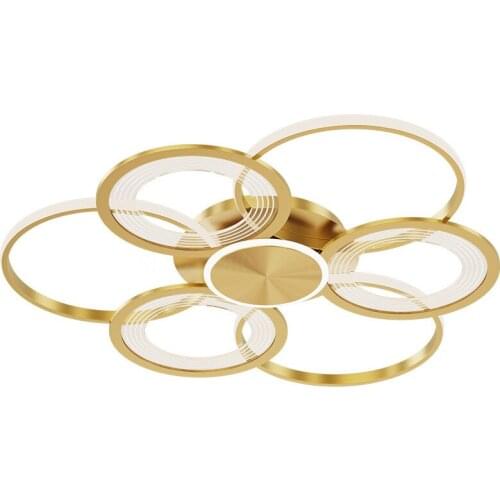 Modern Gold Round LED Ceiling Lights for Living Room Decoration Design Ceiling Chandelier Rings Indoor Lighting Light Fixture