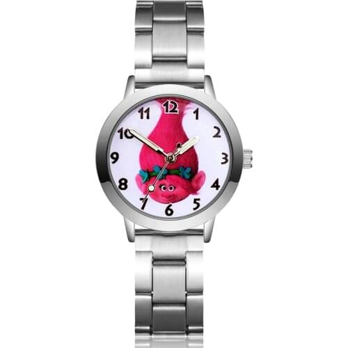 Cute Cartoon Trolls style Childrens Watches Kids Student Girls boys Quartz Metal steel Wrist Watch JA38-JA44