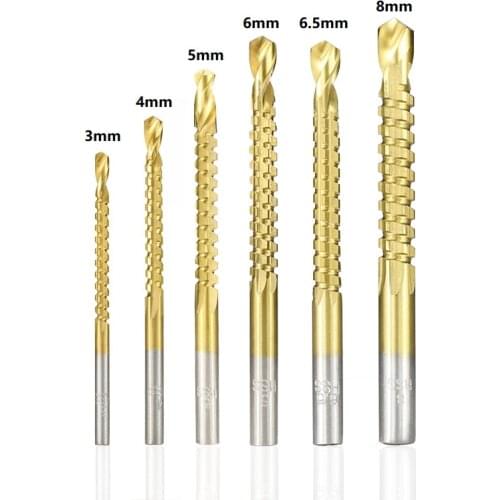 Titanium Coated HSS Drill Bit 3/4/5/6/6.5/8m Electric Drill Plastic Wood Hole Grooving Drill Saw Carpenter Woodworking Tool