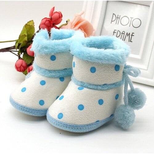 TELOTUNY baby shoes Baby Girls Boys Soft Booties Snow Boots Infant Polka dot hair ball Toddler Newborn Plus velvet Warming Shoes