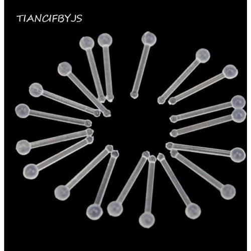 TIANCIFBYJS LOT10pcs-Nose-Retainer-Rings-Studs-hide-piercing-Bio-Flexible-Clear-Pin-Bone LOT100pcs-Nose-Retainer-Rings-Studs