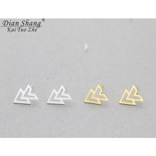 Wholesale 10paris Best Friend Gifts Stainless Steel Double Arrow Earings Fashion Jewelry For Women Triangle Brinco Bijoux Femme