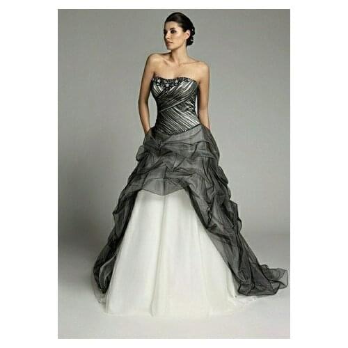 Free shipping robe de mariage crystal beading New Style sweetheart A-line black white pleat vestido de noiva bridesmaid dresses