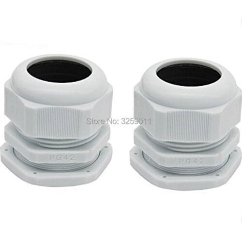1PCS Cable Glands PG 42 Black White Waterproof Adjustable Nylon Connectors Joints With Gaskets 32-38mm For Electrical Appliances