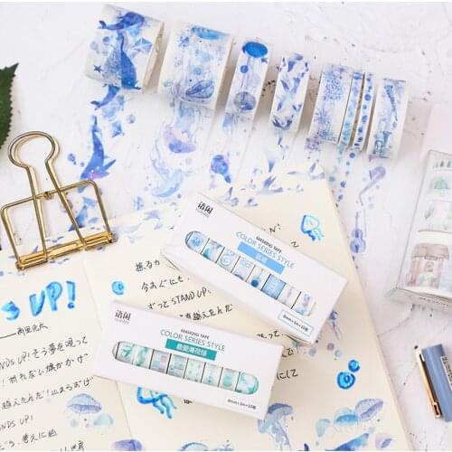 10 Rolls / 8 Rolls Washi Masking Tape Set Ocean Stars Paper Masking Tapes Japanese Washi Tape Diy Scrapbooking Sticker for Album