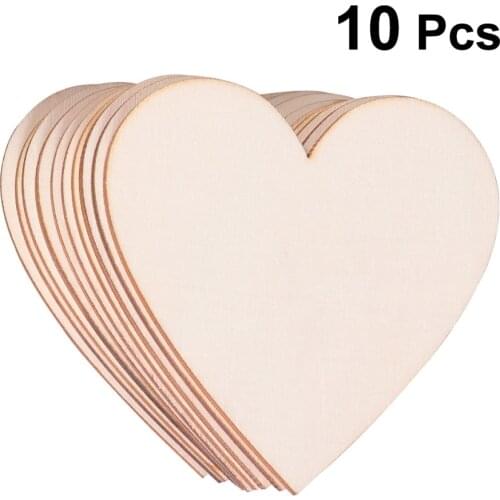 10pcs 80mm DIY Doodle Educational Toy Small Natural Wooden Slice Scrapbooking Embellishments DIY Craft Decor (Heart Pattern)