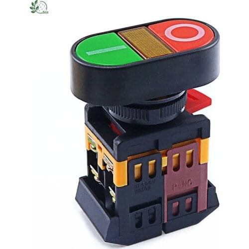 22mm 24V 36V 48V 110V 220V 380V ON/OFF START STOP 1 NO NC APBB-22N Momentary Push Button Switch With LED yellow Lamp