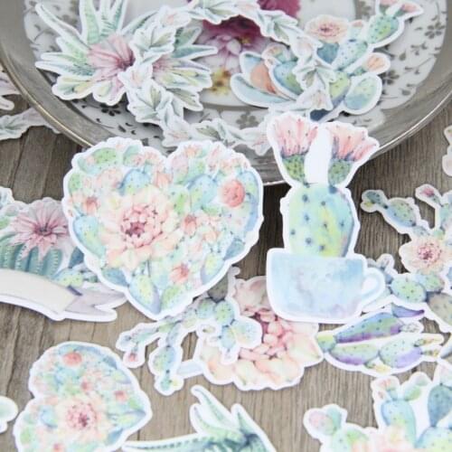 25pcs Soft Color Cactus Succulent Plants Scrapbooking Stickers for Journal Diary Phone Case Laptop Vacuum Flask Decoration