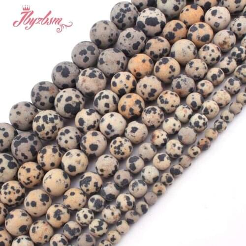 4,6,8,10,12mm Frost Matte Round Multicolor Dalmatian Beads Natural Stone Beads For DIY Necklace Jewelry Making 15" Free Shipping