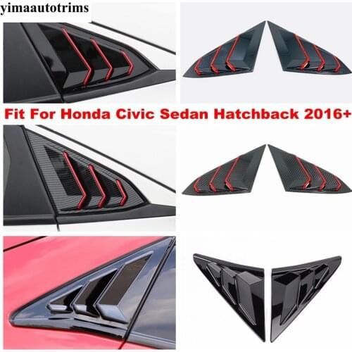 Accessories ABS Rear Window Louvers Shutters Sticker Cover Trim For Honda Civic 2016 - 2020 Carbon Fiber / Black Exterior Kit