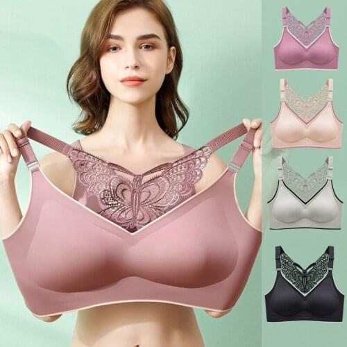 Big Size Lace Beautiful Back Push Up Bra Traceless Brallete Plus Size Bra Underwear Ultra-thin Wireless lingerie Bra for Women