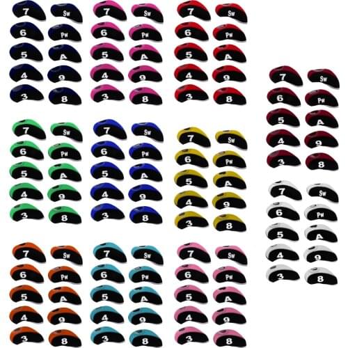 10pcs/pack Neoprene Golf Club Headcover Wedge Iron Cover Protactive Two-tone Transparent hole Easy to Distinguish