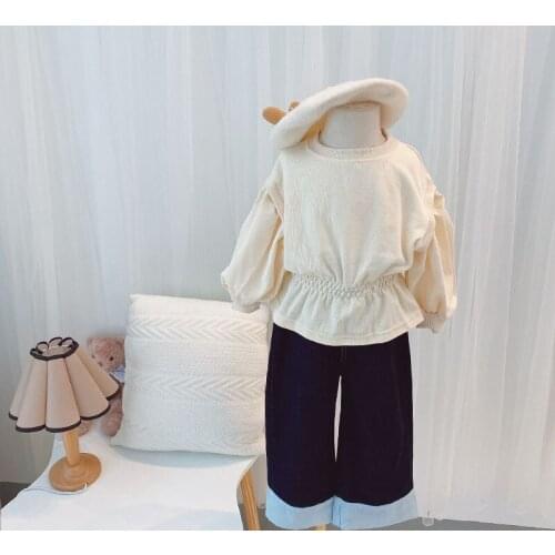 Childrens wear girls' baby suit autumn new Korean childrens bubble sleeve tops small childrens sweaters
