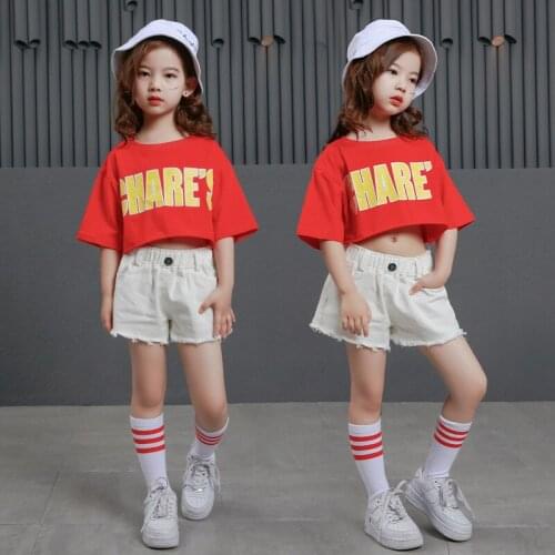 Childrens Jazz Dance Drums Costumes Fashion Hip-hop Modern Dance Set Girls New Year Performance Costume Kids Street Dance Suit