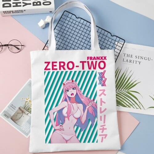 Darling in the Franxx shopping bag shopper eco tote handbag shopping reusable bag boodschappentas string woven sac tissu