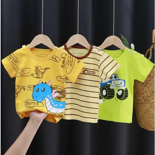Summer Cartoon Dinosaur T Shirts boys girls Short Sleeve T-shirt Baby Children Casual Clothing Cotton Tops Tees 1 2 4 6 8 Years