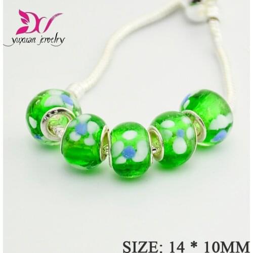 Hot Authentic Silver Plated Purple European Glass Flower Beads Fit Bracelet & Necklace for women Jewelry Making berloque TK059