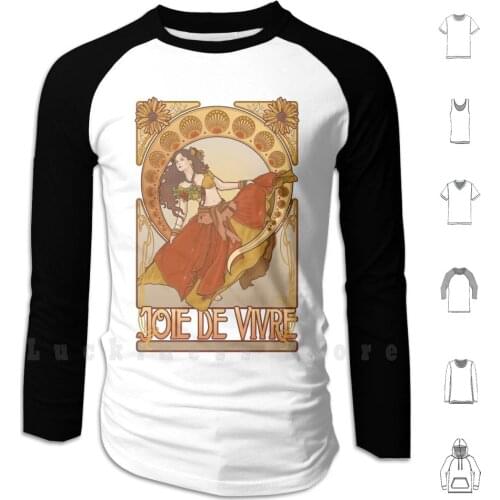Joie De Vivre Art Nouveau Hoodies Long Sleeve Art Nouveau Alfons Mucha Dance Summer Joy Mucha Belly
