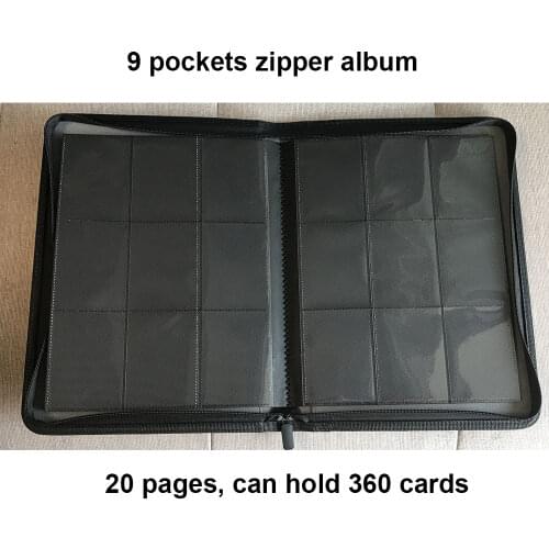 PU Leather 360 Pockets Cards Binder TCG Game Cards Album With 9 Pockets Pages With Zipper For Magica/PKM/FOW/YGO CARDS