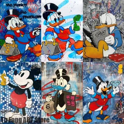Canvas Painting Disney Donald Duck Mickey Mouse Wall Art Posters and Prints Room Decor Pictures for Boys Home Decoration