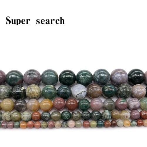Natural Stone Indian Agates Round Loose Beads 15" Pick Size3,4,6,8mm,10mm,12mm for handmade Jewelry DIY Bracelet Necklace Woman