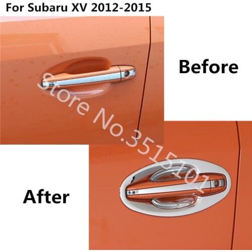 Car Cover Detector Trim ABS Chrome External Door Bowl Stick Lamp Frame 8pcs For Subaru XV 2012 2013 2014 2015 2016