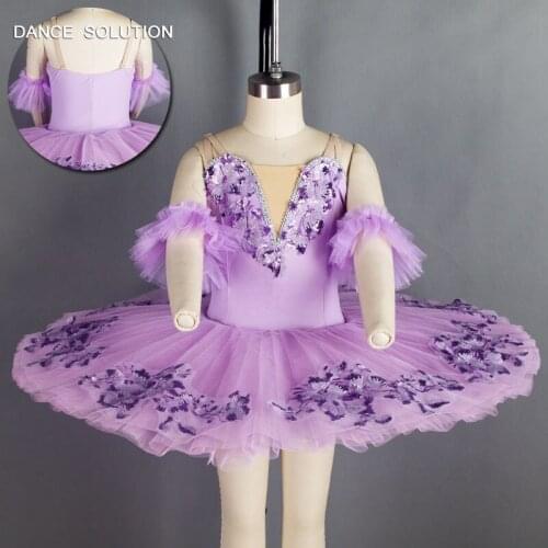 Girls & Women Lilac Spandex Bodice and Stiff Tulle Ballet Dance Tutu Pre-Professional Tutu Costumes Pancake Tutus BLL043