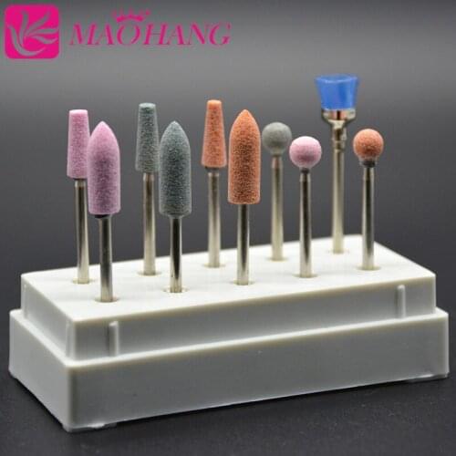 MAOHANG Prp 10pcs/set Ceramic Stone Nail Drill Bits Nail Art Tools Electric Manicure Machine Accessories Cutter Nail Files
