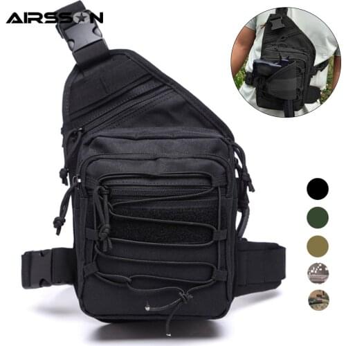 Multifunctional Tactical Chest Bag Concealed Gun Holster Military Nylon Shoulder Bag with Waist Belt for Outdoor Hunting Camping