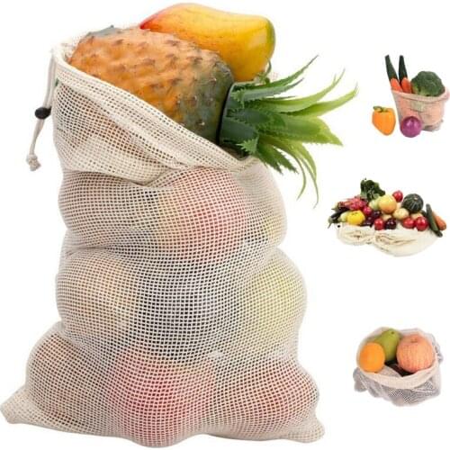 Reusable Storage Bags For Home Kitchen Fruit Vegetable Storage Mesh Bags With Drawstring Washable Organizer Bags Baskets
