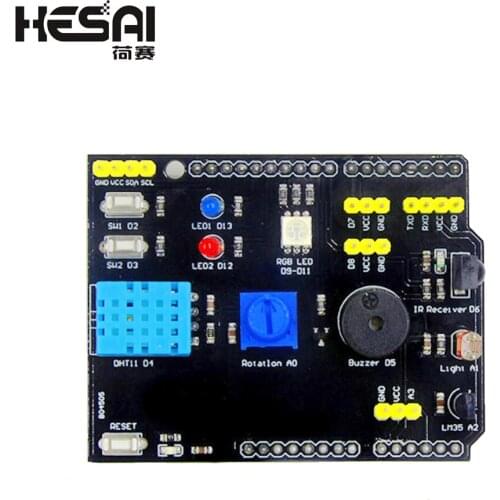 DHT11 LM35 Temperature Humidity Sensor Multifunction Expansion Board Adapter For UNO R3 RGB LED IR Receiver Buzzer I2C