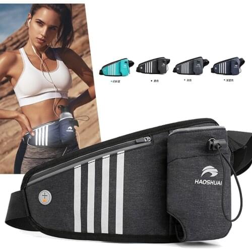Men Nylon Running Waist Pack Bags with Reflective Strip Anti-theft Belt Close-Fitting Water Bottle Male Hip Bum Bag Fanny Pack