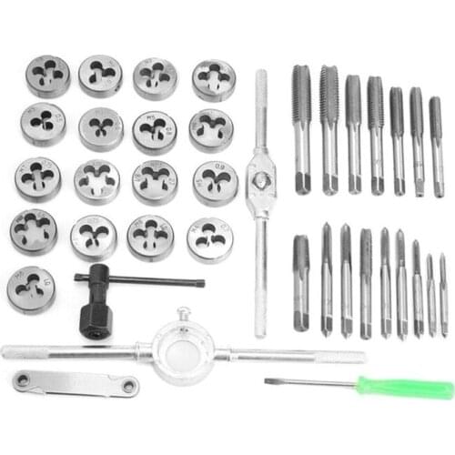 40pcs Tap Die Set M3-M12 Screw Thread Metric Taps Wrench Dies DIY Kit Wrench Screw Threading Hand Tools Tap Wrench Tools