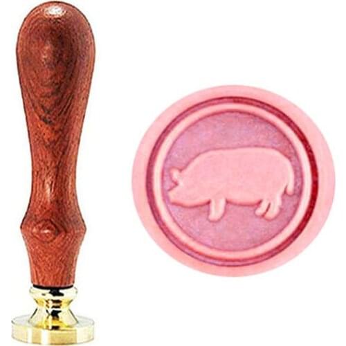 Vintage Pig Custom Picture Logo Wedding Invitation Wax Seal Sealing Stamp Rosewood Handle Set Kit
