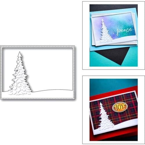 2020 New Christmas Tree Metal Cutting Dies For DIY Cut Paper Craft Making Card Rectangle Frame Background Scrapbooking No Stamps