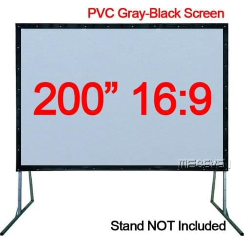 200 inches 16:9 PVC Gray-Black Soft Front Projection Screen for Home Cinema Camping School Office etc