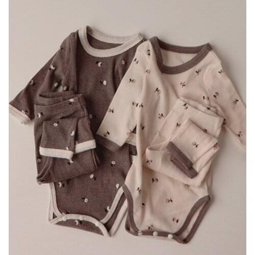 Toddler Baby Girl Boys Pajamas Set Cotton Printing Rompers+Pants+Hat Spring Autumn Newborn Baby Girl Boys Clothes Suit