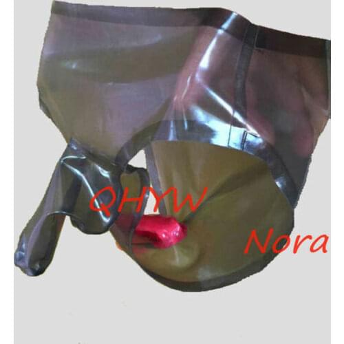 Transparent black Men Latex Rubber Shorts Penis Sheath Underwear Condom latex underwear penis condoms adult sexy games