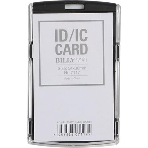 Clear Colored Black Green Name Badge Holder Case Sleeve Tag Attach with Gray Lanyard