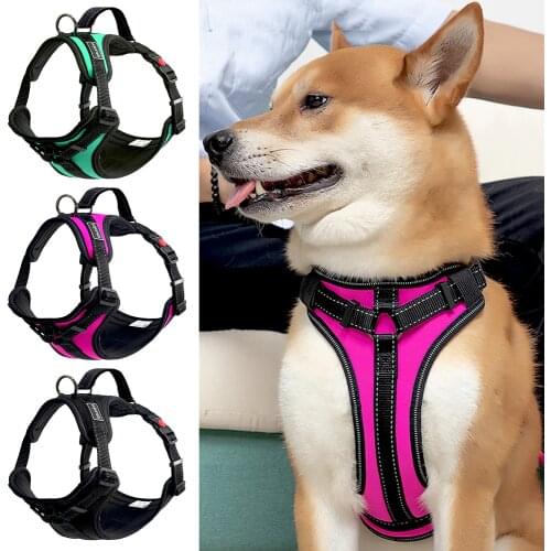 No Pull Dog Harness Adjustable Nylon Medium Large Pet Vest Reflective Dog Chest Belt Harness For Dogs Outdoor Walking Training